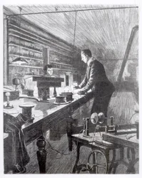 The Electric Light, Mr Edison (1847-1931) i laboratoriet hans