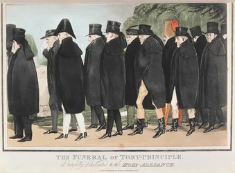 The Funeral of Tory Principle, ca. april 1827 (fargegravering)