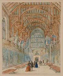 The Great Hall, Hampton Court Palace, ca. 1860-70 (akvarell på papir)