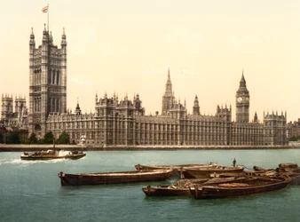 The Houses of Parliament, London (håndfarget bilde)