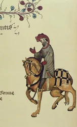 The Knight, faksimile detalj fra The Canterbury Tales, av Geoffrey Chaucer (ca. 1342-1400)