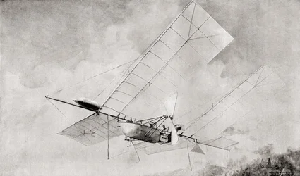 Langley Aerodrome-flymaskinen på flukt på 1800-tallet. Fra The Strand Magazine utgitt 1897.