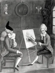 Makaronimaleren, eller Billy Dimple som passer til bildet hans, utgitt av Bowles og Carver, 1772 (mezzotint)
