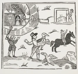 The Mad Pranks of Tom Tram, illustrasjon fra Chap-books of the Eighteenth Century av John Ashton, pub. 1882