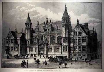 The New Law Courts i Birmingham, hvis grunnstein ble lagt av dronningen, fra The Illustrated London News, 26. mars 1887