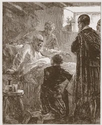 The Old Covenanters Last Sermon, illustrasjon fra The History of Protestantism av James Aitken Wylie (1808-1890), pub. 1878