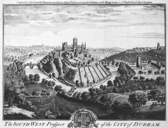 Sørvest-prospektet til byen Durham, rundt 1600