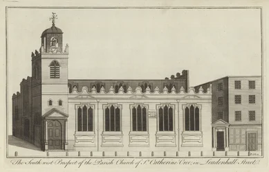 South West Prospect of Parish Church of St Catherine Cree i Leadenhall Street, London
