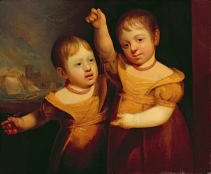 Tvillingbarna til kaptein George Walsh, skipsfører i Selby, Yorkshire, ca. 1830 (olje på lerret)