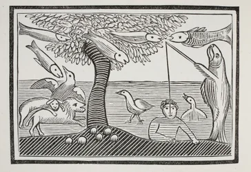 The Water Wonder, eller Fishes Lords of the Creation, illustrasjon fra Chap-books of the Eighteenth Century av John Ashton, pub. 1882