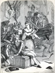 Drapet på Gustav III av Jacob Johan Anckarström på et maskeball, Stockholm, Sverige, 1792