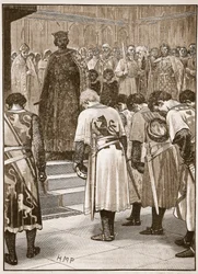 Baronene sender sine krav til Henry, illustrasjon fra Cassells Illustrated History of England (sepia-bilde)