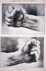 De knyttet nevene til Tom Sayers og John Heenan (litho)