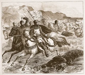 Katastrofen for Johns hær ved Wash, illustrasjon fra Cassells Illustrated History of England (sepia-bilde)