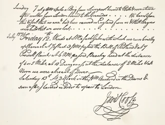 Håndskriften til James Cook, juli 1771