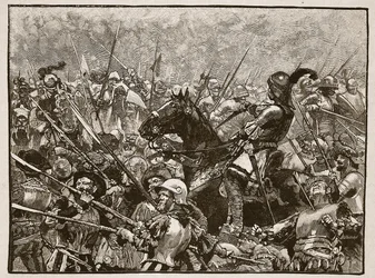 Den siste standen til Schwarz og tyskerne hans, illustrasjon fra Cassells Illustrated History of England (sepiafoto)