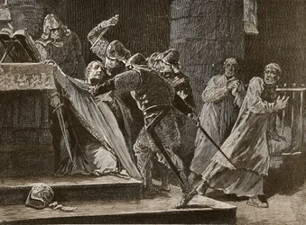 Drapet på Becket i Canterbury Cathedral, illustrasjon fra Cassells Illustrated History of England