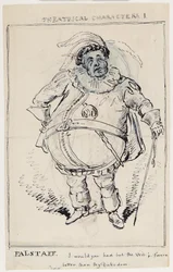 Teaterfigurer 1: Falstaff, ca. 1825 (penn og blekk på papir)