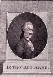 Thomas Augustine Arne (1710-78) (gravering)