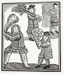 Thomas Hickathrift, illustrasjon fra Chap-books of the Eighteenth Century av John Ashton, pub. 1882