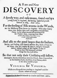 Tittelside for The Reformed Virginian Silk-Worm av Samuel Hartlib, utgitt 1652 (boktrykk)