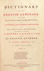 Tittelside til Johnsons Dictionary of the Human Language London, 1755