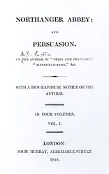 Tittelside til Northanger Abbey and Persuasion av Jane Austen, første utgave, 1818