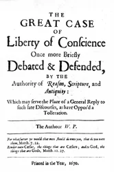 Tittelside til The Great Case of Liberty of Conscience av William Penn, utgitt i 1670