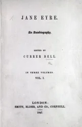 Tittelside til den første utgaven av Jane Eyre av Charlotte Bronte, 1847 (trykk)