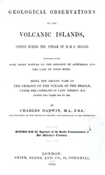 Tittelside til Geological Observations on the Volcanic Islands av Charles Darwin, 1844 (trykt papir)
