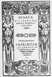 Tittelside til Senecas Tenne Tragedies oversatt til engelsk, utgitt i 1581