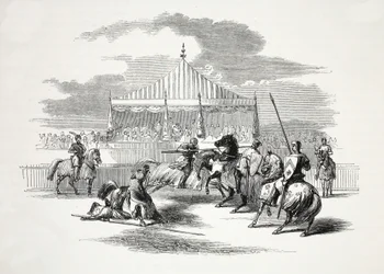 Turnering på Nevyn, i Caernarvonshire, pub. 1800-tallet (stålgravering)