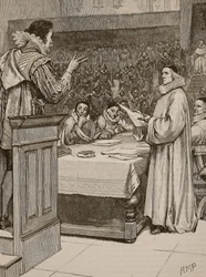 Trial of Buckingham, illustrasjon fra Cassells Illustrated History of England (sepia-foto)