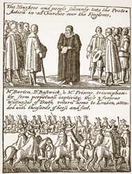Sann informasjon om begynnelsen og årsaken til alle våre problemer: hvordan klekket ut og hvordan forhindret, fra en puritansk brosjyre, 1648, illustrasjon fra The Church of England: A History for the People av H.D.