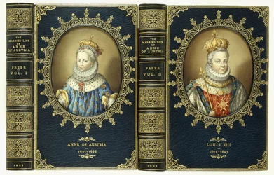 Øvre omslagssett, med to ovale portretter av Anne av Østerrike og Louis XIII, 1865