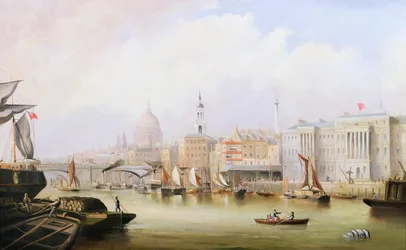 Utsikt nedover Themsen med Blackfriars og St. Pauls Cathedral Beyond