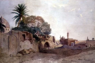 Utsikt i Midtøsten, ca. 1820 (akvarell på papir)
