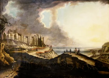 Utsikt over Dover Castle (olje på lerret)