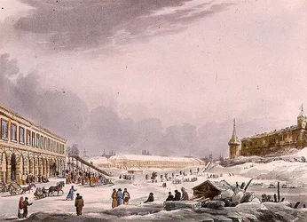 Utsikt over isbakkene under karnevalet i Moskva, plate 8 fra 