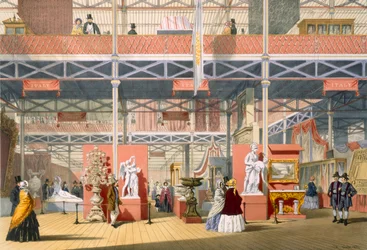 Utsikt over Italia-delen av den store utstillingen i 1851, fra Dickinsons Comprehensive Pictures