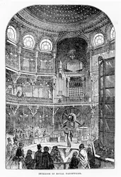 Utsikt over Royal Panopticon of Science and Art, ca. 1855 (litografi)