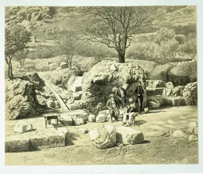 Utsikt over Mars-tempelet, fra A History of Disoveries at Helicarnassus, Cnidus, & Branchidae, av Charles Thomas Newton (1816-94) publisert 1862