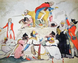 Warren Hastings riksrett ved House of Lords (farge litho)