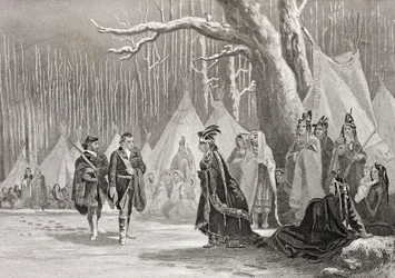 Washington og Gist besøker den indiske dronningen Alliquippa, fra 