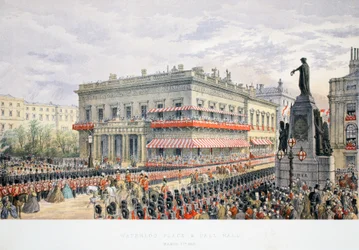 Waterloo Place og Pall Mall, fra A Memorial of the Marriage of Edward VII and Alexandra of Denmark, pub. 1864