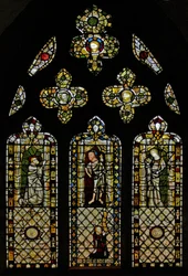 Vindu n2 som viser St Thomas, Kristus, St John og donor
