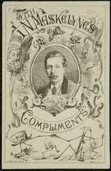 Med J. N. Maskelynes komplimenter, ca. 1875 (gravering)