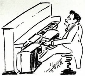 Autokarikatur av den lyriske sangeren Enrico Caruso i pianolaen