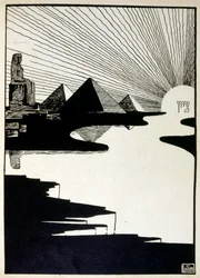Påskefest, fra boken Juda illustrert av Ephraim Moses Lilien (1874-1925). Lilian regnes som faren til sionistisk ikonografi, skapt i Jugendstil (tysk art nouveau)-stil. Han illustrerte 'Juda' (1900), en bok med bibelsk poesi