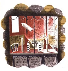 The Newsagent, trykt av Curwen Press, fra High Street, av J.M. Richards, utgitt av Country Life, 1938 (sett med 24)